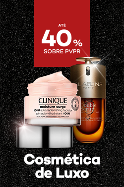 Produtos de cosmética de Rosto Luxo com destaque promocional de até 40% sobre preço de Venda ao Público Recomendado